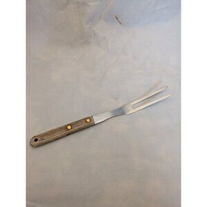 Vintage Meat Fork 10 3/4" Wood Handle Stainless Steel